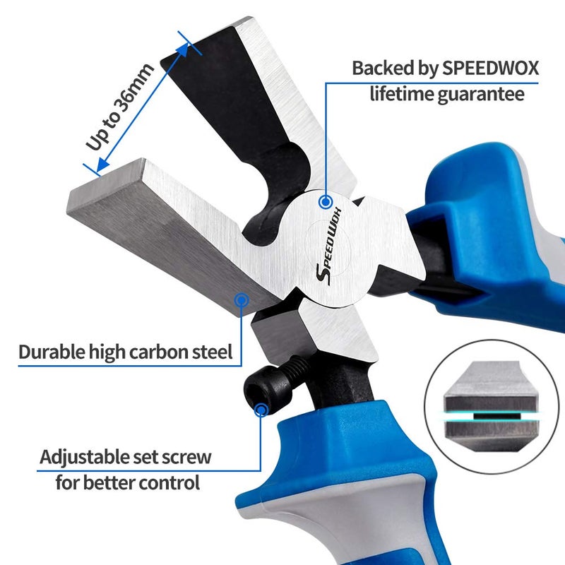 SPEEDWOX 2 Piece Glass Breaker Pliers and Hammer Cutting Pliers Set with 2 Pairs Rubber Tips, Professional Glass Pliers, Blue - Image 2